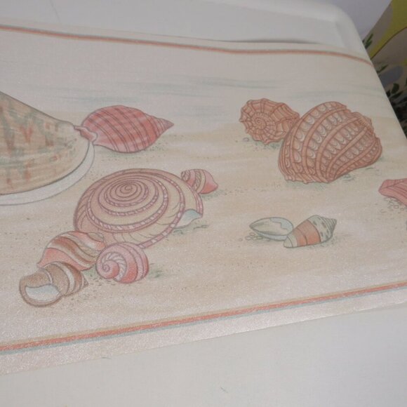Seashells Wallpaper Boarder (3) Rolls (Shimmer Surface) 7" tall - Picture 5 of 12